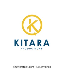 Illustration of K sign in a circle with reload arrow at the end logo design