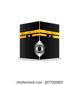 Illustration Of Kaaba With Black Stone. Suitable For Islamic Content.