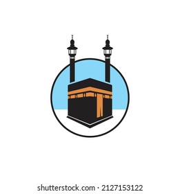 illustration of kaaba, moslem icon, vector art.