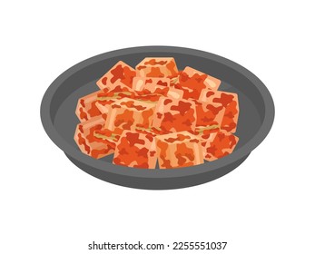 An illustration of kakuteki kimchi pickles served on a plate.
