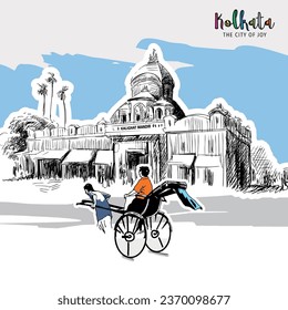 Illustration von Kalighat Tempel Kalkutta, West Bengal, India.