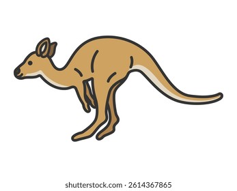 Illustration of a kangaroo (color line drawing).