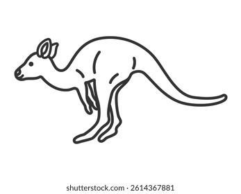 Illustration of a kangaroo (line drawing).