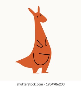 Illustration of a kangaroo on an isolated background. Dusty pastel colors. Modern flat style
