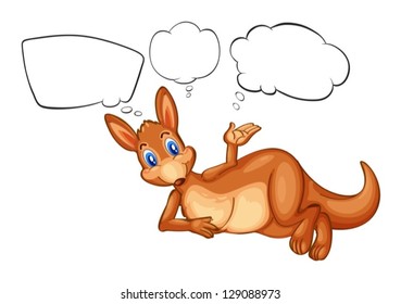 Illustration of a kangaroo thinking on a white backgrounf