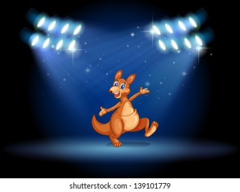 Illustration of a kangaroo under the spotlights