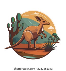 illustration of kangaroo wallaby australian animal wild character vector illustration for logo icon mascot