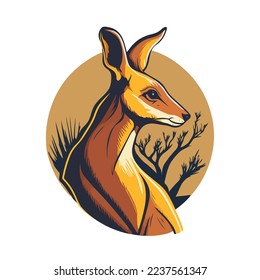 illustration of kangaroo wallaby australian animal wild character vector illustration for logo icon mascot