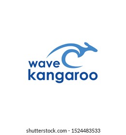 illustration Kangaroo with wave sign  animal vector logo design template.