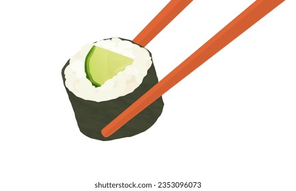 Illustration of kappa roll and chopsticks