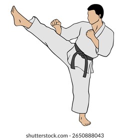 Illustration Karate Character Simple Digital Drawing
