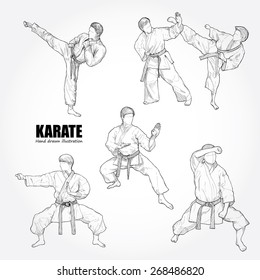 Illustration of Karate. Hand drawn.