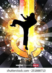 Illustration of karate warrior