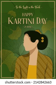 An illustration of Kartini, Indonesian Woman Wearing Traditional Dress