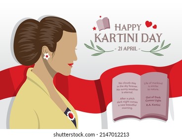An illustration of Kartini, Indonesian Woman Wearing Traditional Dress