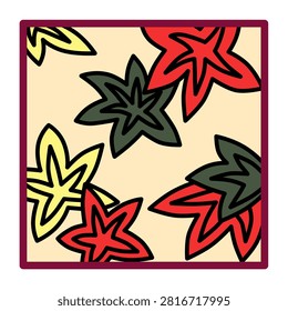 Illustration of a Kas (plain chaff) square Hanafuda card featuring maple leaves.