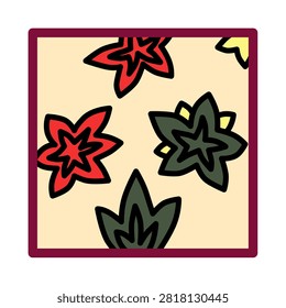 Illustration of a Kas (plain chaff) square Hanafuda card featuring maple leaves.