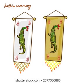 Illustration for Kathin ceremony in Thailand..