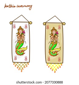 Illustration for Kathin ceremony in Thailand..