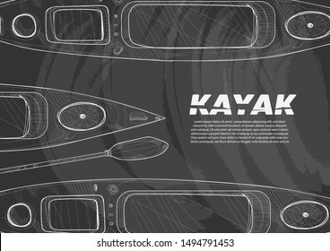 illustration of a kayak. chalk drawing vector style. sport background. kayak background