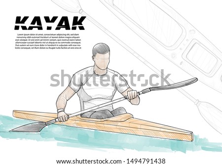 illustration of a kayak. drawing vector style. sport background design. kayak background. sport sketch. sport sketch watercolors