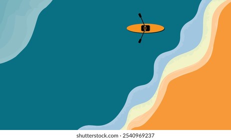 Illustration of kayak on the beach during summer