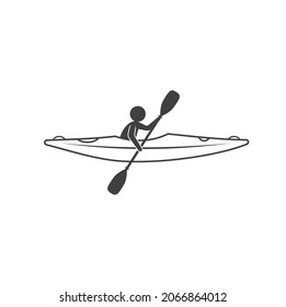 illustration of kayak and paddle, vector art.