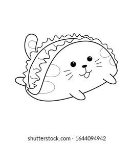 Illustration of kebab element with vector line art for coloring.