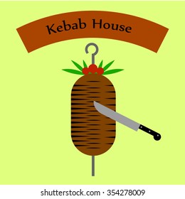 Illustration of a kebab house fastfood