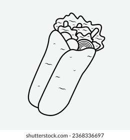 The Illustration of Kebab Line Art