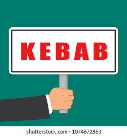 Illustration of kebab word sign flat concept