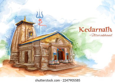 ilustración del templo hindú Kedarnath Mandir de Shiva Lord en Uttarakhand India