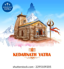 illustration of Kedarnath Mandir Hindu temple of Lord Shiva in Uttarakhand India for Kedarnath Yatra