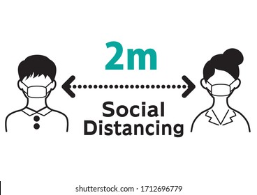 Illustration of keep a distance with social distance