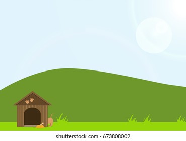 Illustration Of Kennel With Green Background (vector)