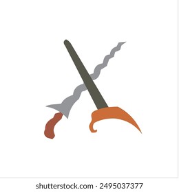 Illustration of a keris and its container, a typical Central Javanese keris