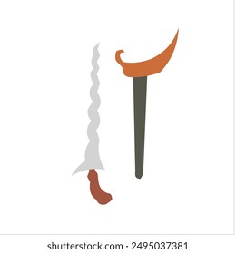 Illustration of a keris and its container, a typical Central Javanese keris