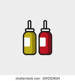 illustration Ketchup and mustard squeeze bottle vector color icon