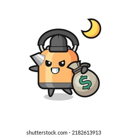 Illustration of kettle cartoon is stolen the money , cute style design for t shirt, sticker, logo element