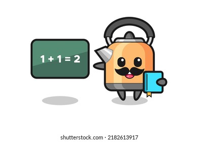 Illustration of kettle character as a teacher , cute style design for t shirt, sticker, logo element