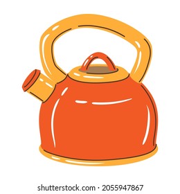 Ilustración del hervidor de agua. Cocina estilizada y utensilios de restaurante.