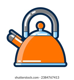 Illustration of kettle. Stylized kitchen utensil item.