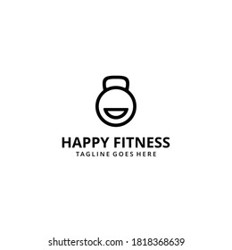 Illustration Kettlebell icon vector design template fitness with smile face logo design Icon Vector Silhouette template