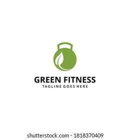Illustration Kettlebell Symbol Vektordesign Vorlage Fitness mit Blatt Logo Design Symbol Vektor Silhouette Vorlage