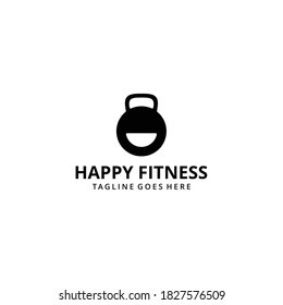 Illustration Kettlebell icon vector design template fitness with smile face logo design Icon Vector Silhouette template