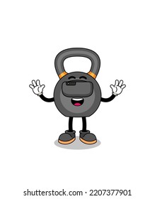 Illustration of kettlebell with a vr headset , character design
