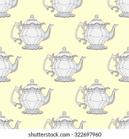 Illustration kettles. Seamless pattern with teapots.