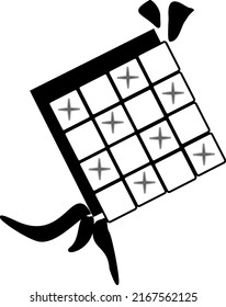 Illustration of Ketupat in black and white. Ketupat is a typical Southeast Asian dish made from rice wrapped in a wrapper made of woven young coconut leaves
