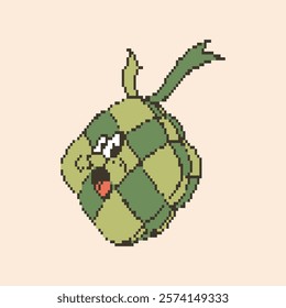 illustration of a ketupat cartoon pixel art