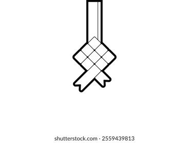 Illustration of ketupat on a white background using outline style